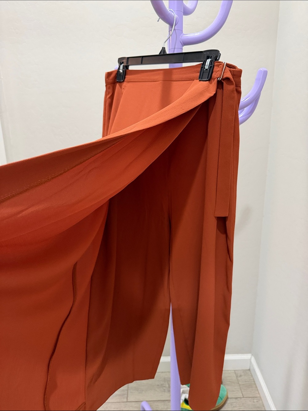 Zara Wide-Leg Wrap Pants in Rust